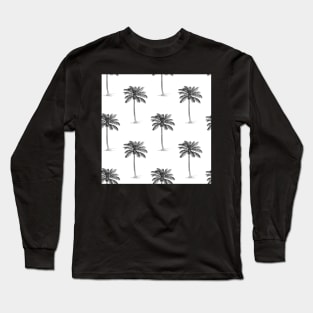 Coconut Palm Trees Line Drawing Pattern Long Sleeve T-Shirt